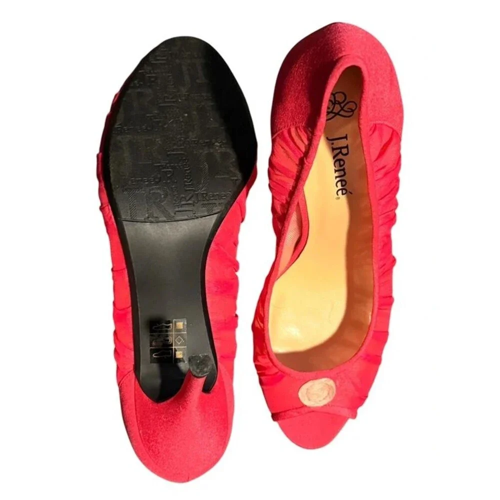Hot Pink Satin Ruched Peep Toe Heels